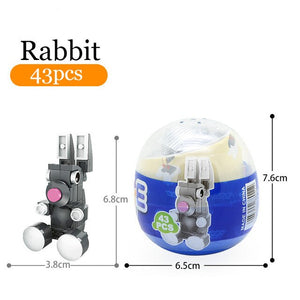 Animal Egg Twisting Series Dog Rooster Rhinoceros Dinosaur Tiger and Rabbit Assembly Building Block Children's Toys