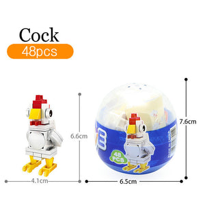 Animal Egg Twisting Series Dog Rooster Rhinoceros Dinosaur Tiger and Rabbit Assembly Building Block Children's Toys