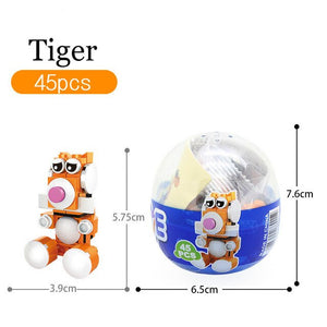 Animal Egg Twisting Series Dog Rooster Rhinoceros Dinosaur Tiger and Rabbit Assembly Building Block Children's Toys